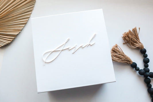White Magnetic Gift Box With 3D Acrylic Name