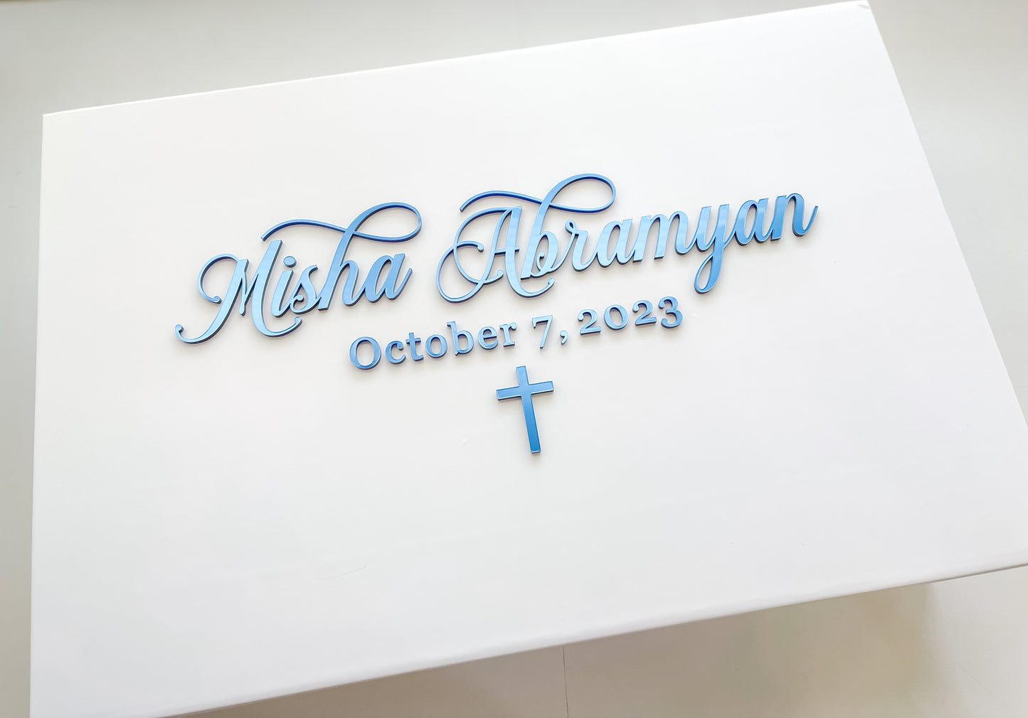 Baptism Magnetic Gift Box With 3D Acrylic Name | First Holy Communion | Christening